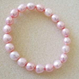 Pink Fresh Water Pearl Elastic Stretch Bracelet